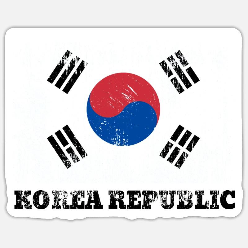 Drapeau de la République coréenne Fierté Drapeau coréen - Sticker taille S (10 x 10 cm) - blanc mat