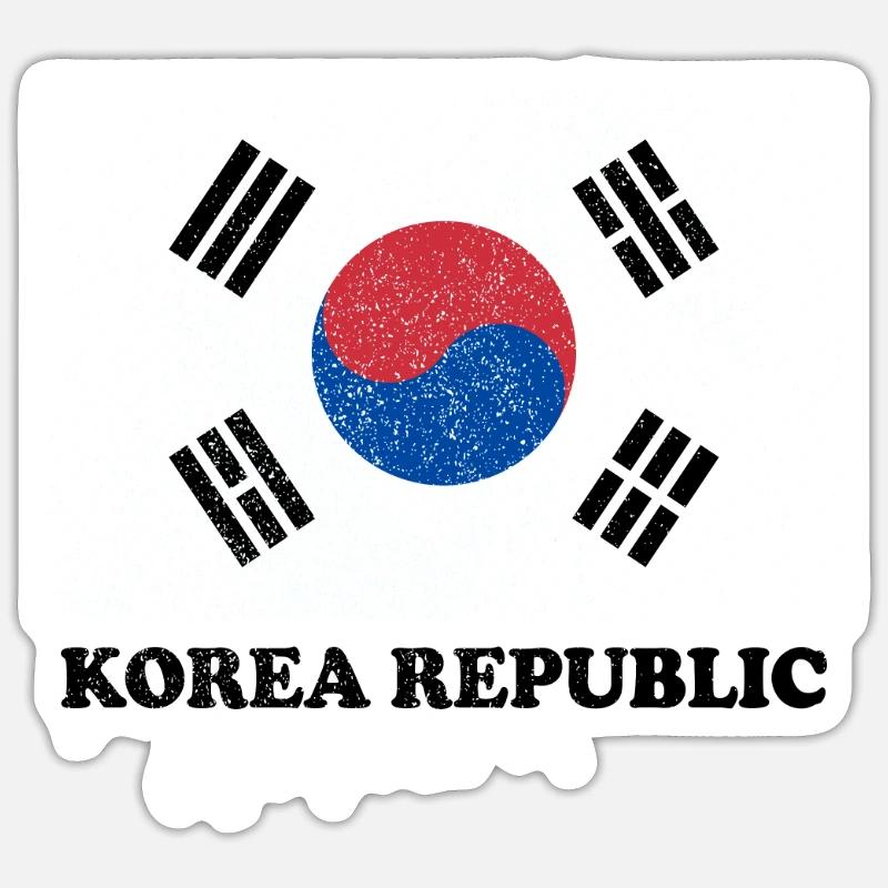 Drapeau de la République coréenne Fierté Drapeau coréen - Sticker taille S (10 x 10 cm) - blanc mat