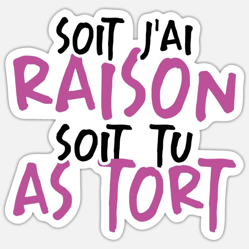 Soit J'ai Raison Soit Tu As Tort - Sticker taille S (10 x 10 cm) - blanc mat