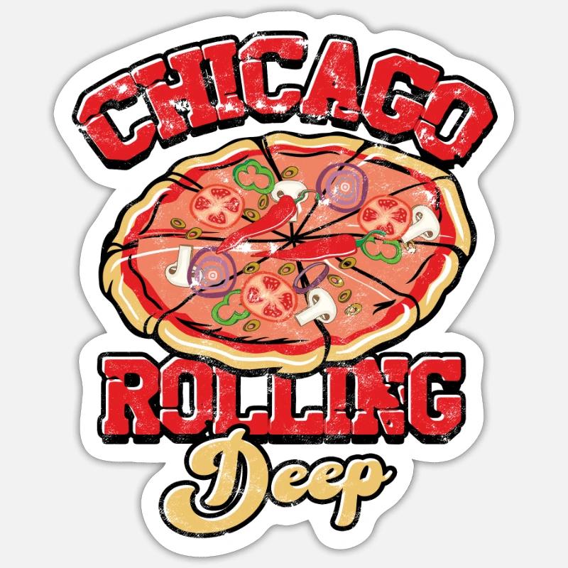 Chicago Rolling Deep - pizza lover - Sticker size S (10 x 10 cm) - white matte
