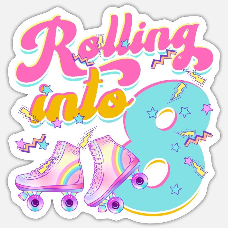 Rolling into 8 - Roller Derby Sticker Größe S (10 x 10 cm)