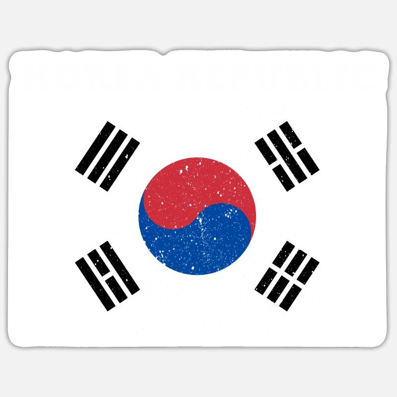 Drapeau de la République coréenne Fierté Drapeau coréen - Sticker taille S (10 x 10 cm) - blanc mat