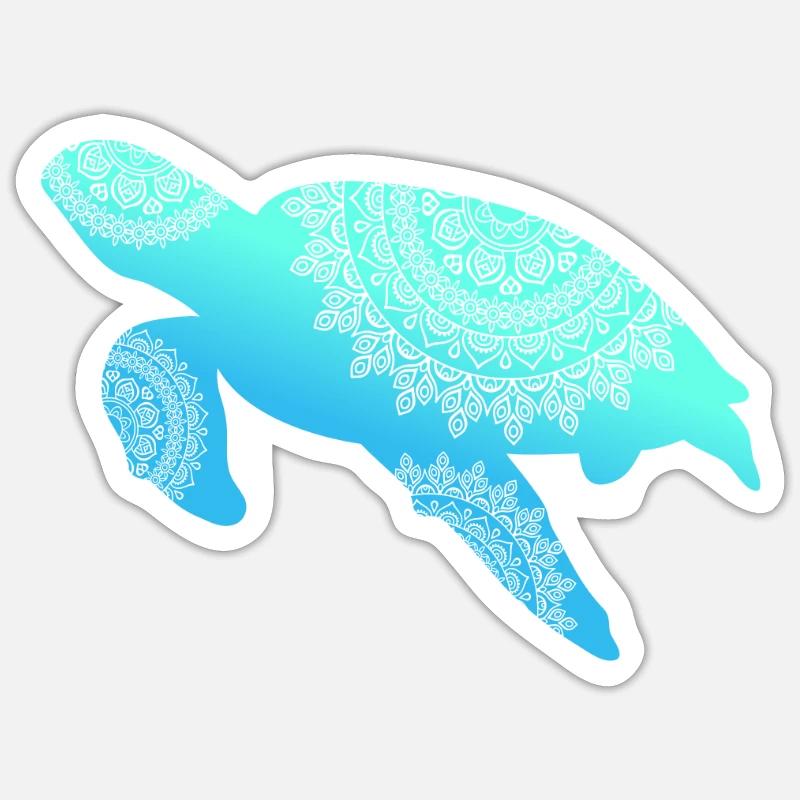 Schildkröte Boho - Sticker Größe S (10 x 10 cm) - Mattweiß