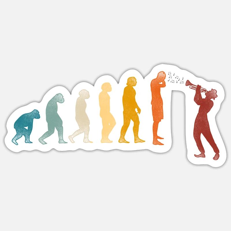 Trumpet Player Evolution Retro Sticker Größe S (10 x 10 cm)