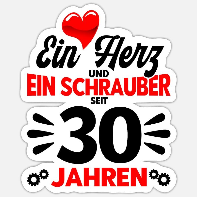 Perlenhochzeit Ehepaar 30. Hochzeitstag Geschenk - Sticker Größe S (10 x 10 cm) - Mattweiß