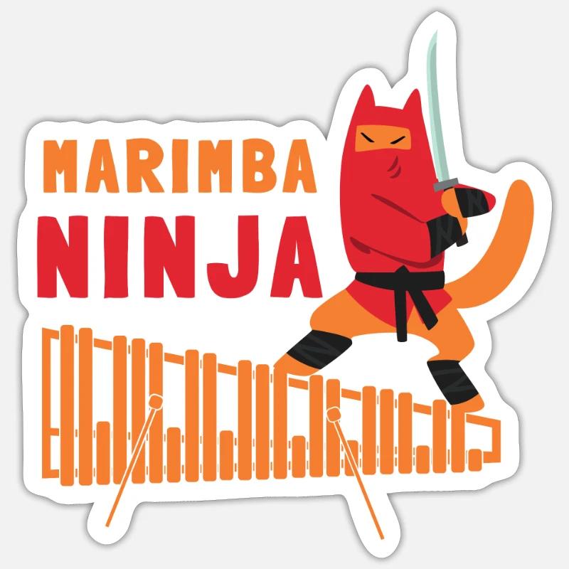 Vibraphone Maman Marimba Ninja Et Maillet Sticker taille S (10 x 10 cm)