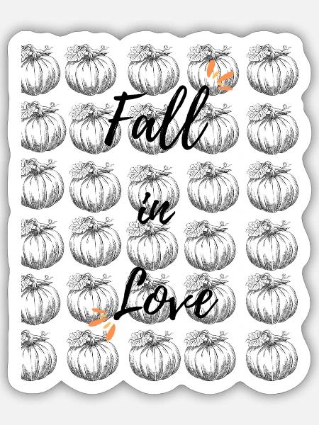 Fall in Love/ Herbst/ Herbstliebe - Sticker Größe S (10 x 10 cm) - Mattweiß