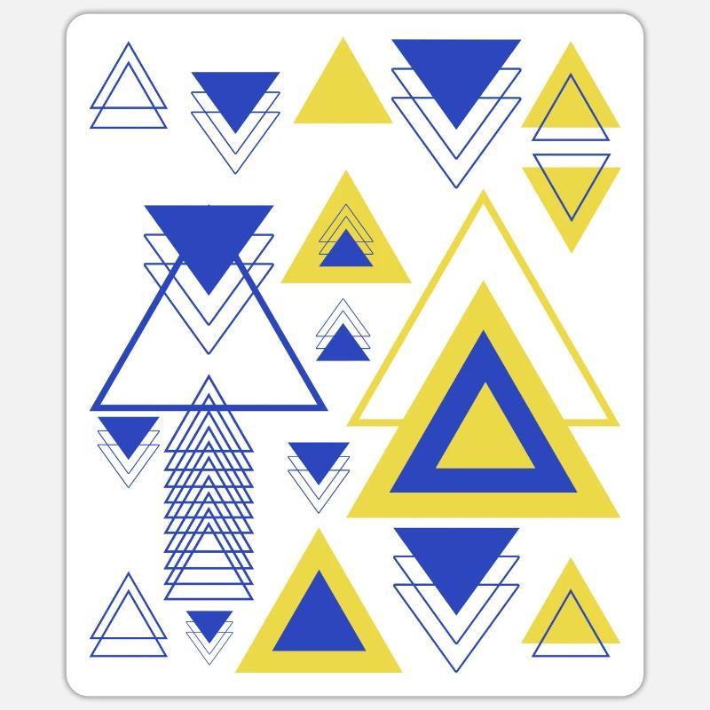 Triangles Géométrie Minimaliste Bleu Jaune - Sticker taille S (10 x 10 cm) - blanc mat