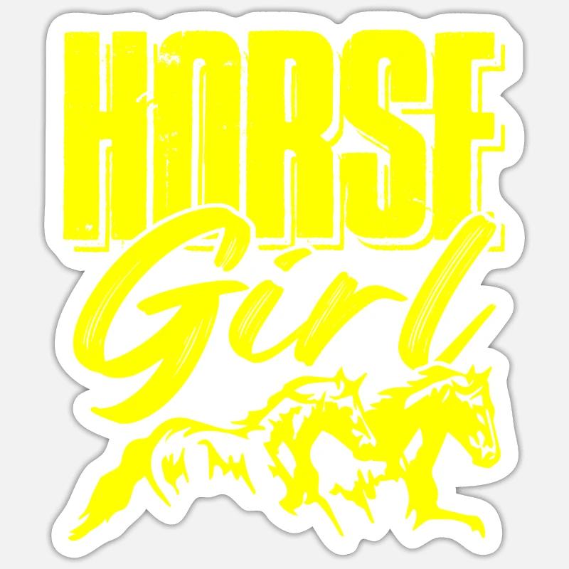 pferde mädchen - Sticker Größe S (10 x 10 cm) - Mattweiß