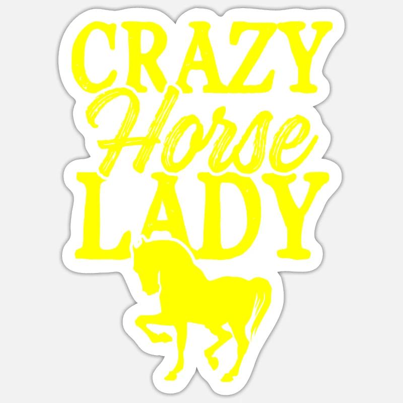 dame folle de chevaux - Sticker taille S (10 x 10 cm) - blanc mat