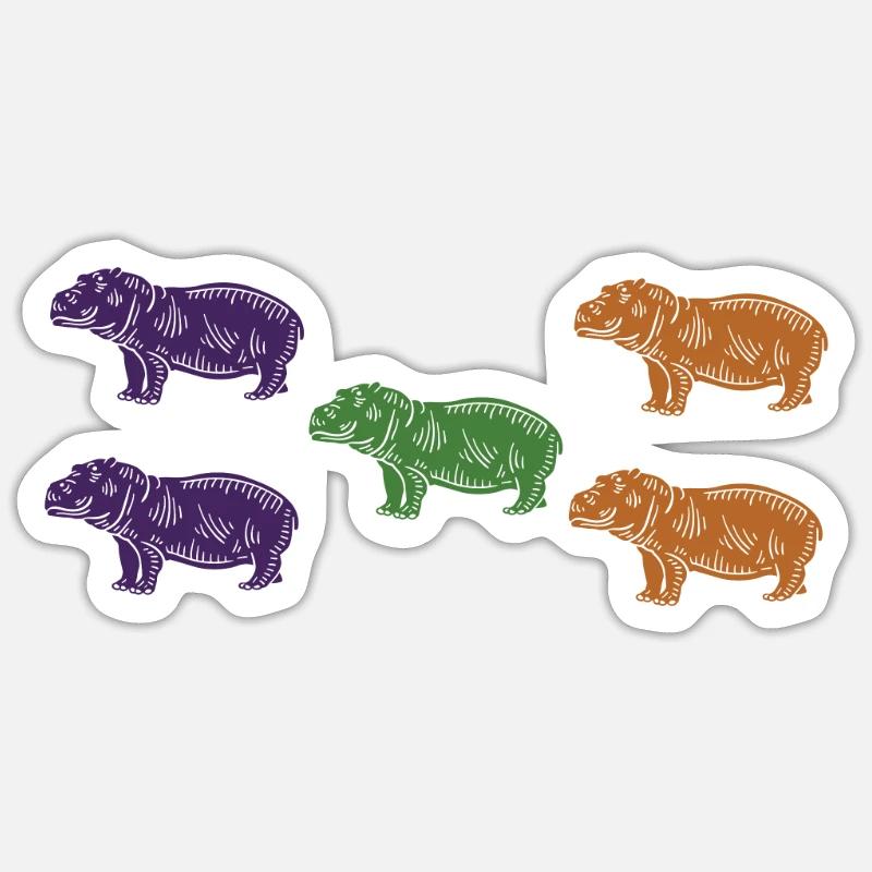 Hippos - Sticker size S (10 x 10 cm) - white matte