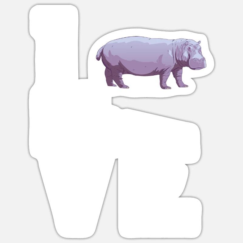 Liebe Nilpferde - Sticker Größe S (10 x 10 cm) - Mattweiß