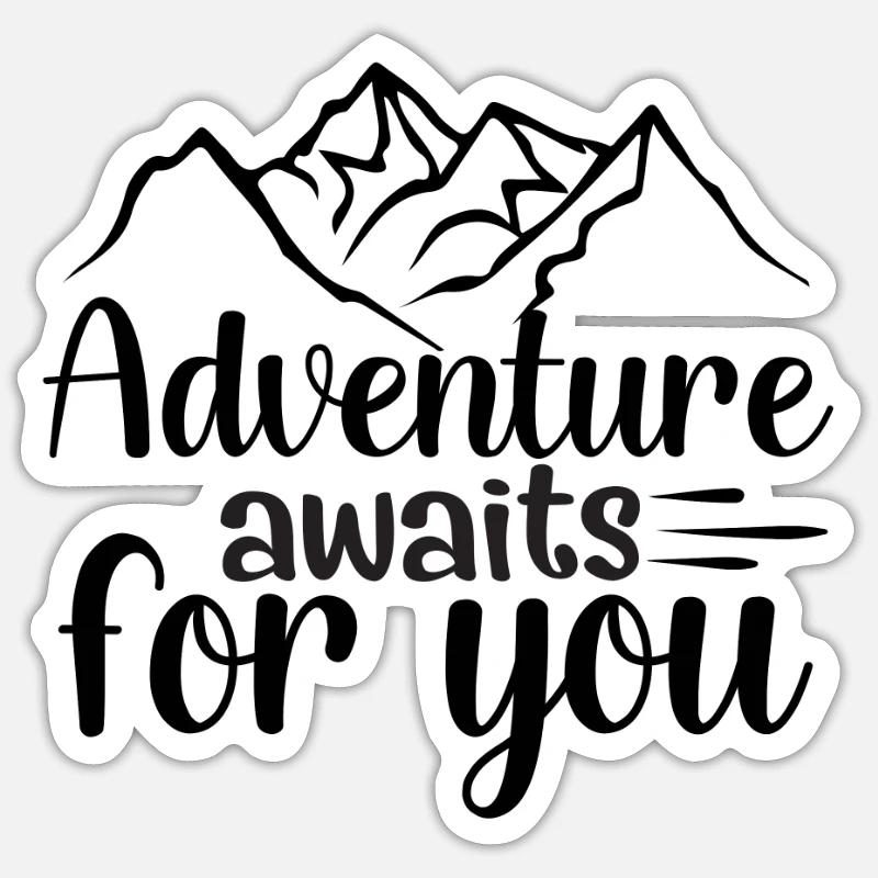 Abenteuer warten auf dich Wandershirt - Sticker Größe S (10 x 10 cm) - Mattweiß