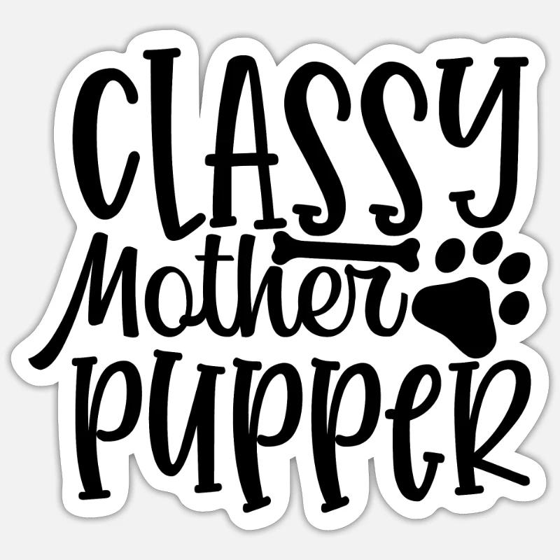 Stilvolle Welpen Mutter - Sticker Größe S (10 x 10 cm) - Mattweiß