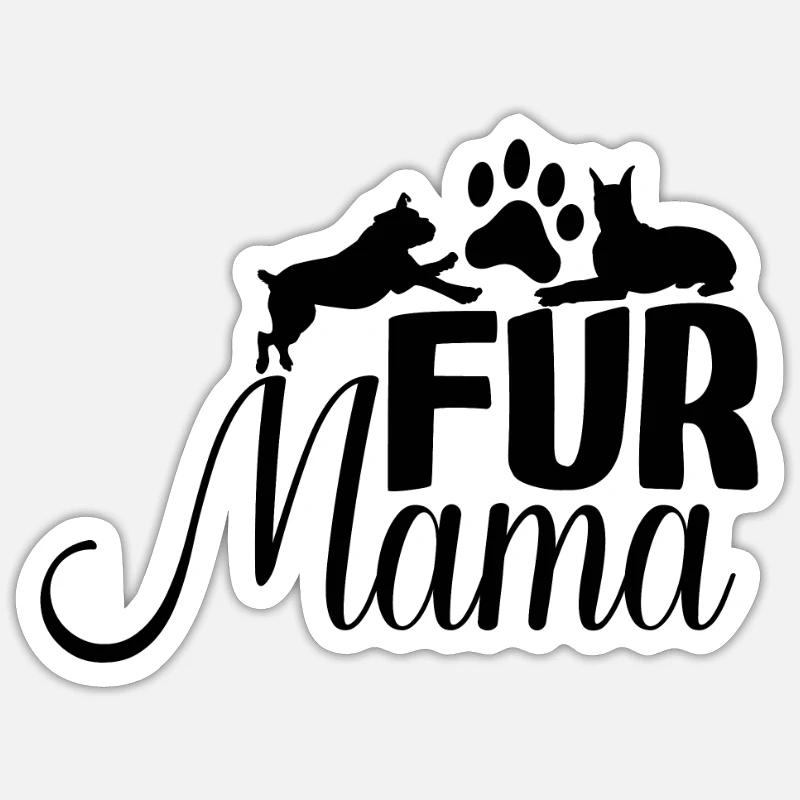 Maman de fourrure - Sticker taille S (10 x 10 cm) - blanc mat