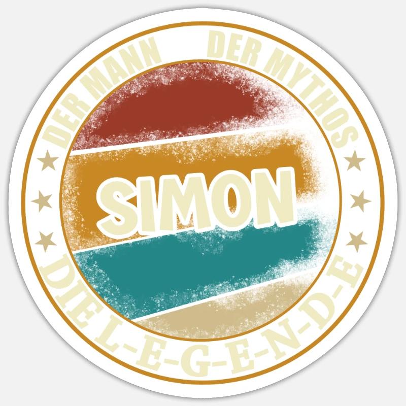 Simon Vorname Name Geburtstag - Sticker Größe S (10 x 10 cm) - Mattweiß