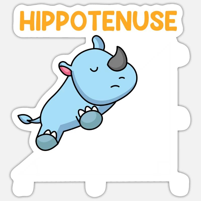 Hypoténuse Hippopotence Math - Sticker taille S (10 x 10 cm) - blanc mat