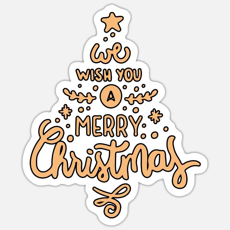 Merry Xmas Tree - Weihnachtshemd - Sticker Größe S (10 x 10 cm) - Mattweiß