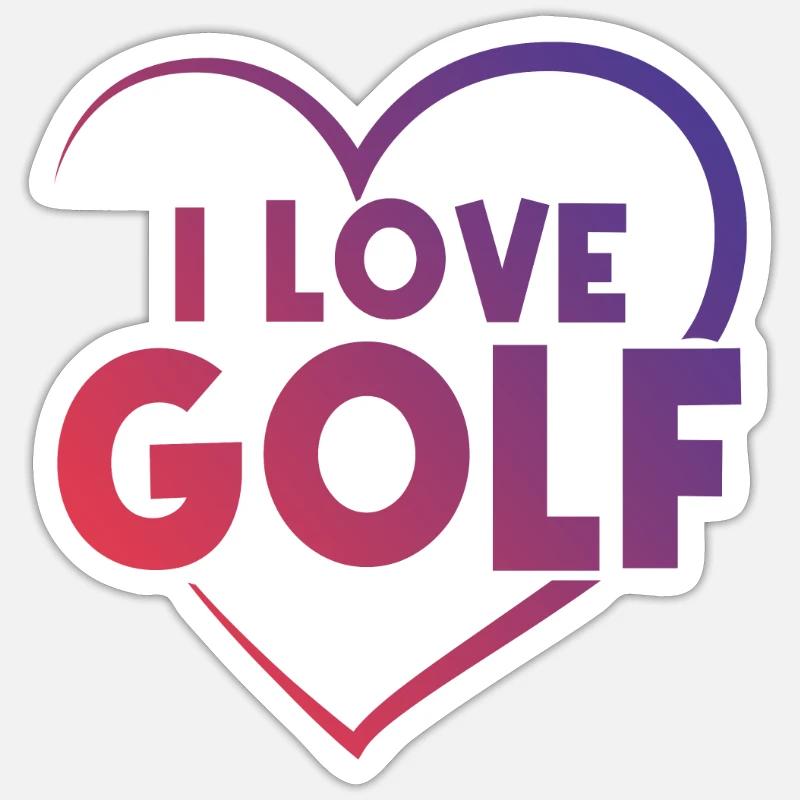 Ich liebe Golf Herz - Sticker Größe S (10 x 10 cm) - Mattweiß