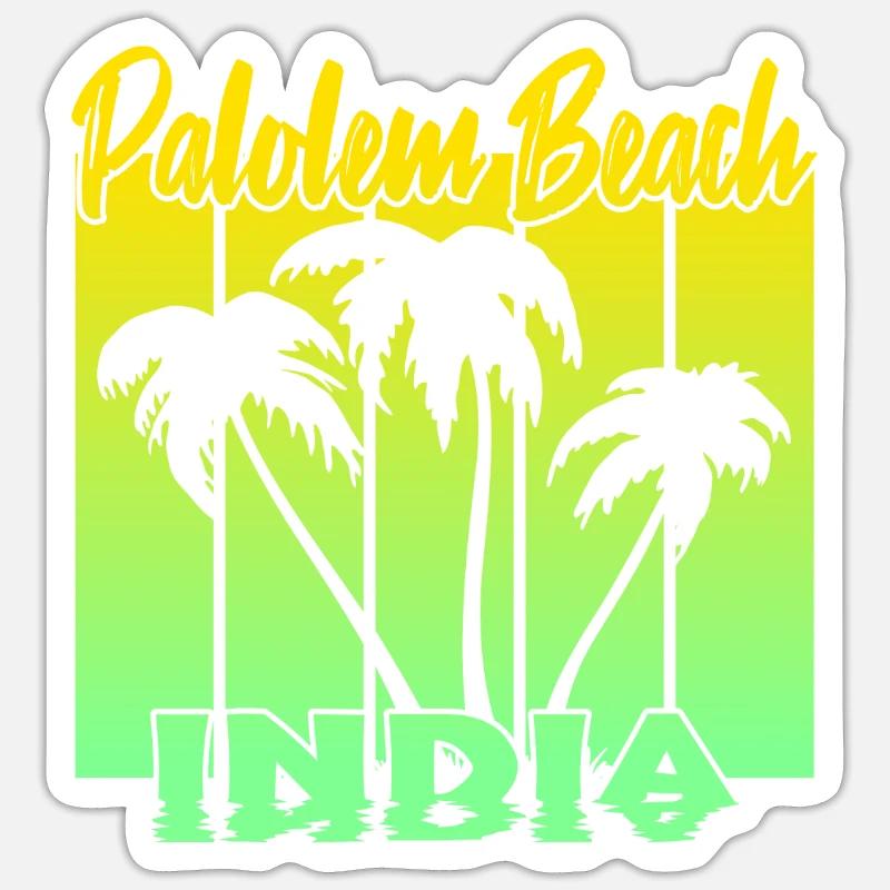Palolem Beach Inde - Sticker taille S (10 x 10 cm) - blanc mat
