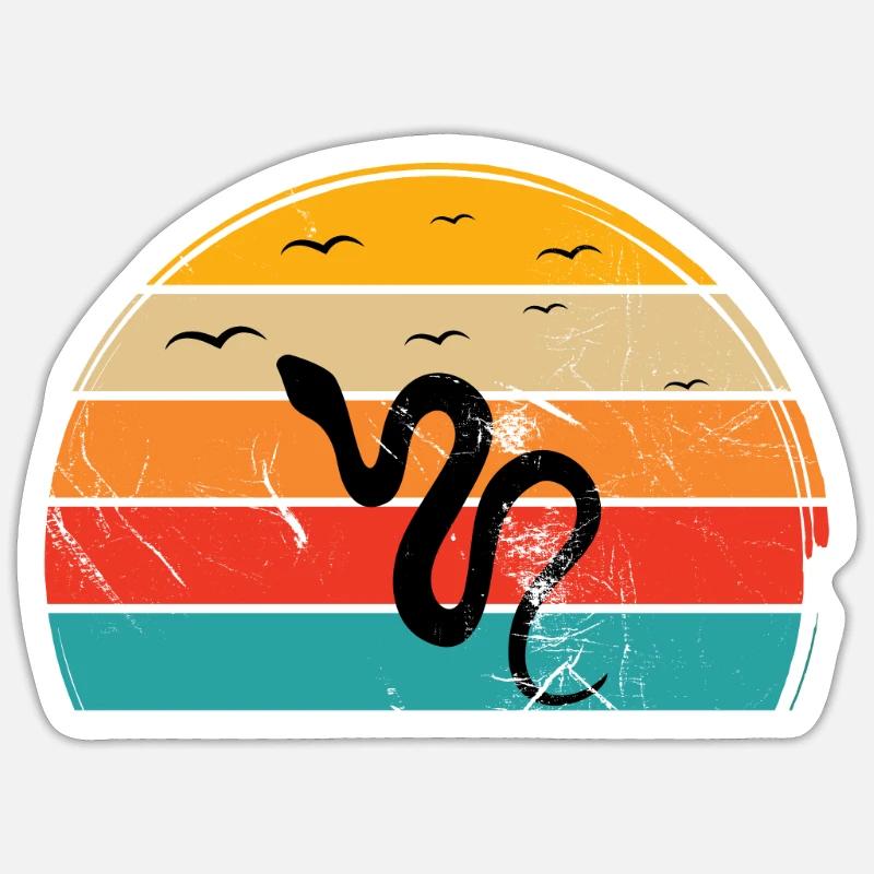 Snake Retro Reptile Python Gift idea Sticker Größe S (10 x 10 cm)