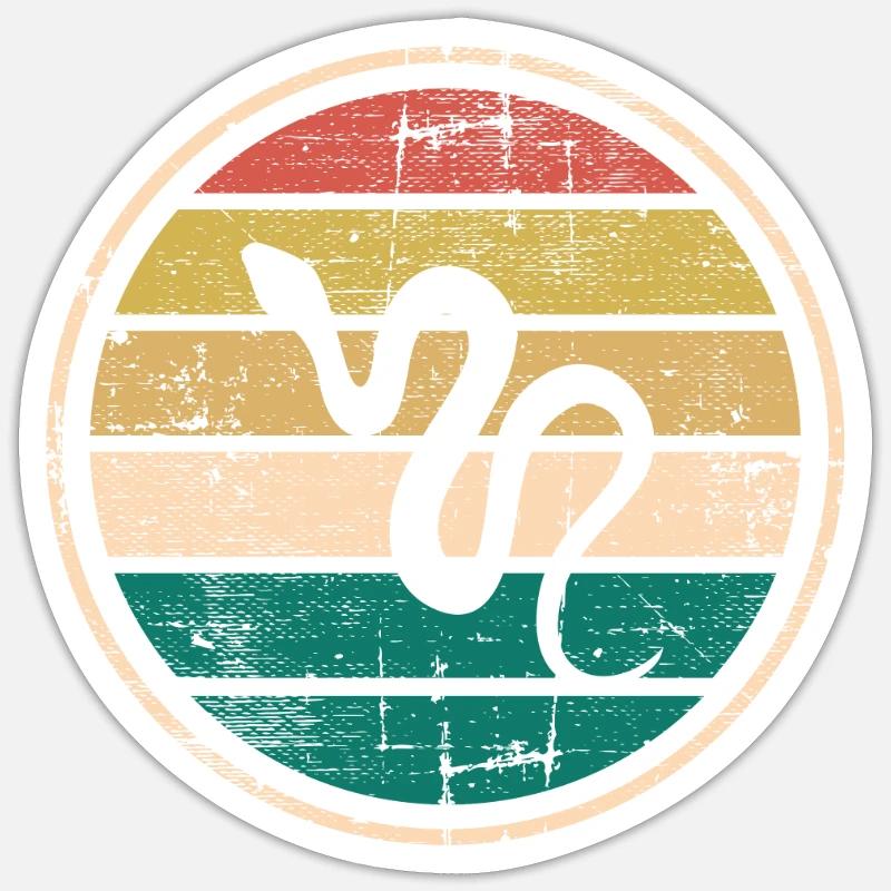 Snake Retro Reptile Python Gift idea Sticker Größe S (10 x 10 cm)
