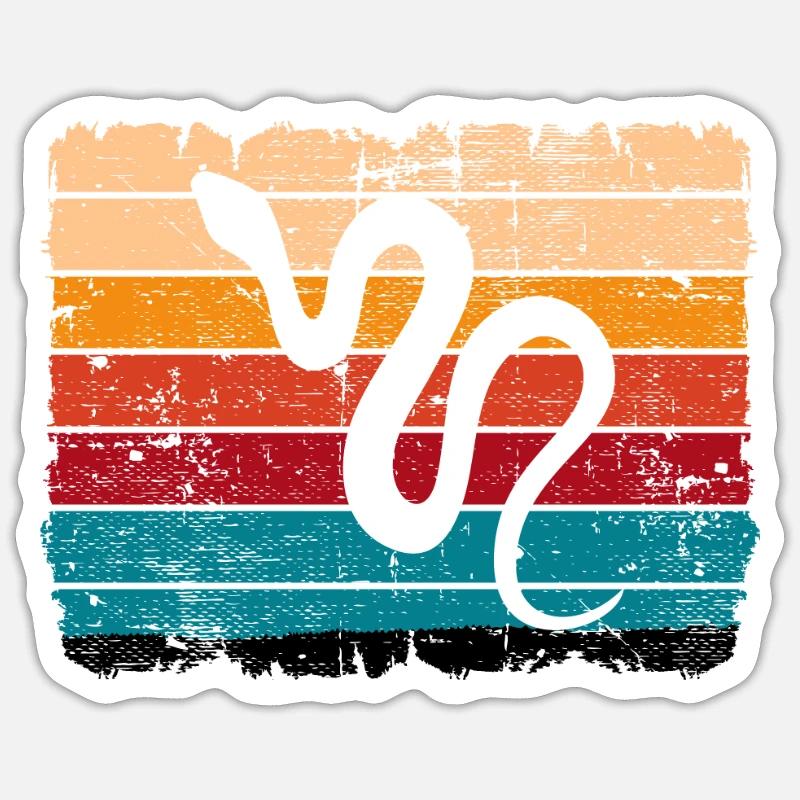 Snake Retro Reptile Python Idée cadeau Sticker taille S (10 x 10 cm)