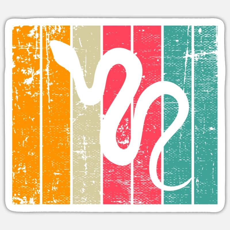 Snake Retro Reptile Python Gift idea Sticker Größe S (10 x 10 cm)