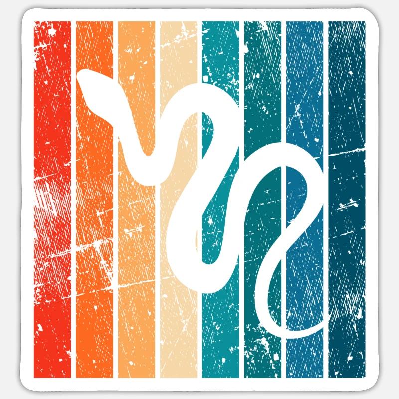 Snake Retro Reptile Python Idée cadeau Sticker taille S (10 x 10 cm)