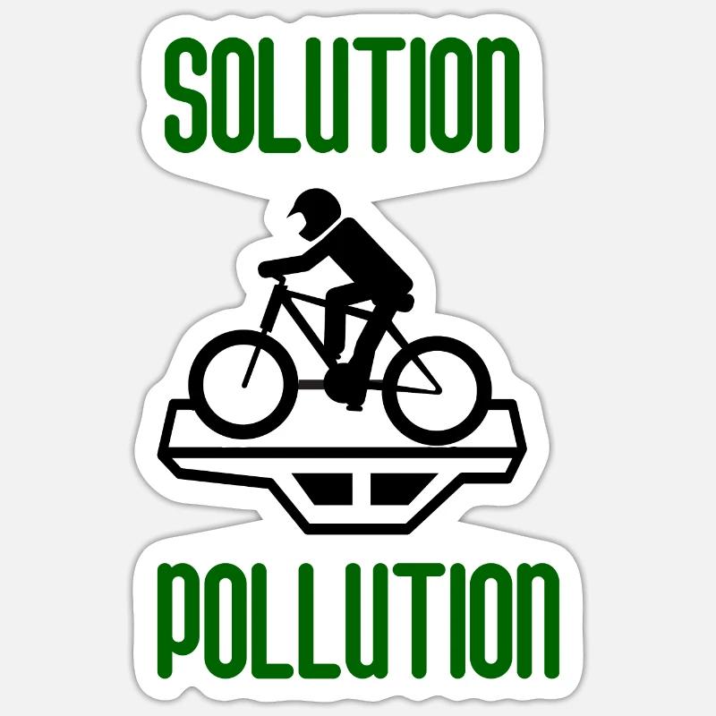 Solution Pollution Idée Cadeau Pour Les Ecolos - Sticker taille S (10 x 10 cm) - blanc mat