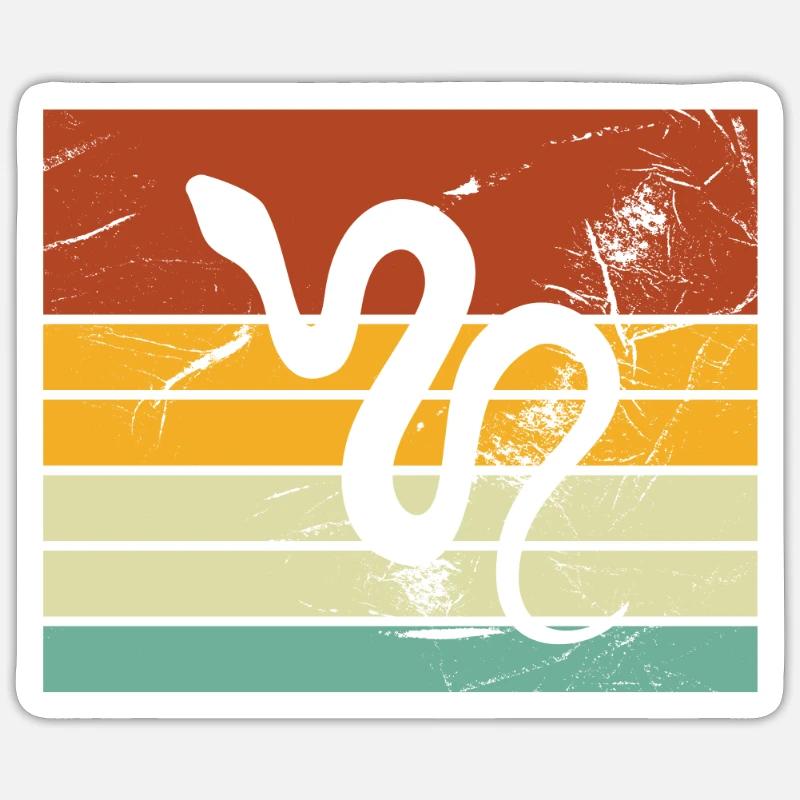 Snake Retro Reptile Python Idée cadeau Sticker taille S (10 x 10 cm)