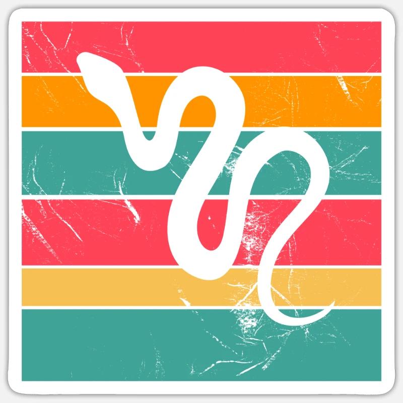 Snake Retro Reptile Python Idée cadeau Sticker taille S (10 x 10 cm)