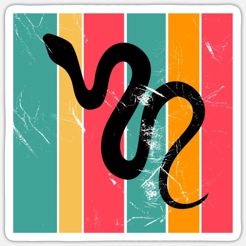 Snake Retro Reptile Python Idée cadeau Sticker taille S (10 x 10 cm)