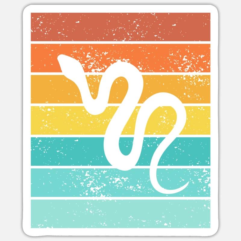 Snake Retro Reptile Python Idée cadeau Sticker taille S (10 x 10 cm)