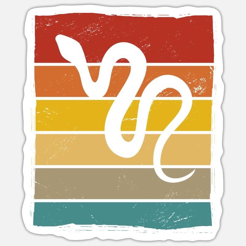 Snake Retro Reptile Python Idée cadeau Sticker taille S (10 x 10 cm)