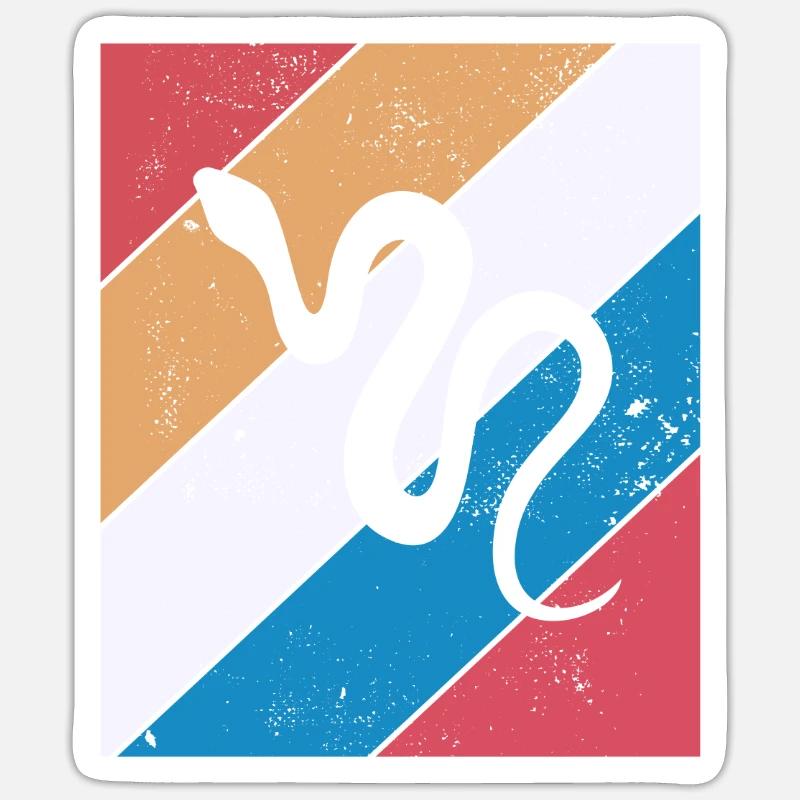 Snake Retro Reptile Python Gift idea Sticker Größe S (10 x 10 cm)