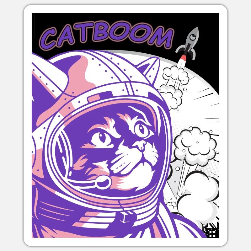 CATBOOM Comic Book Space Katzenexplosion Sticker Größe S (10 x 10 cm)