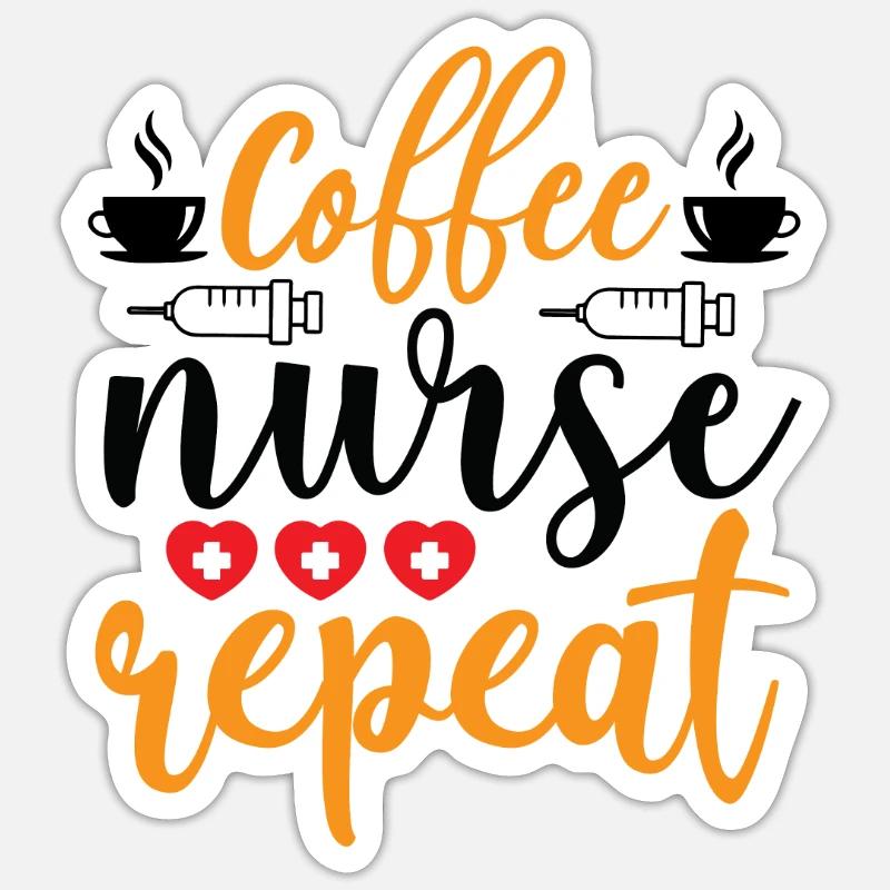 Coffee Nurse Repeat - Sticker size S (10 x 10 cm) - white matte