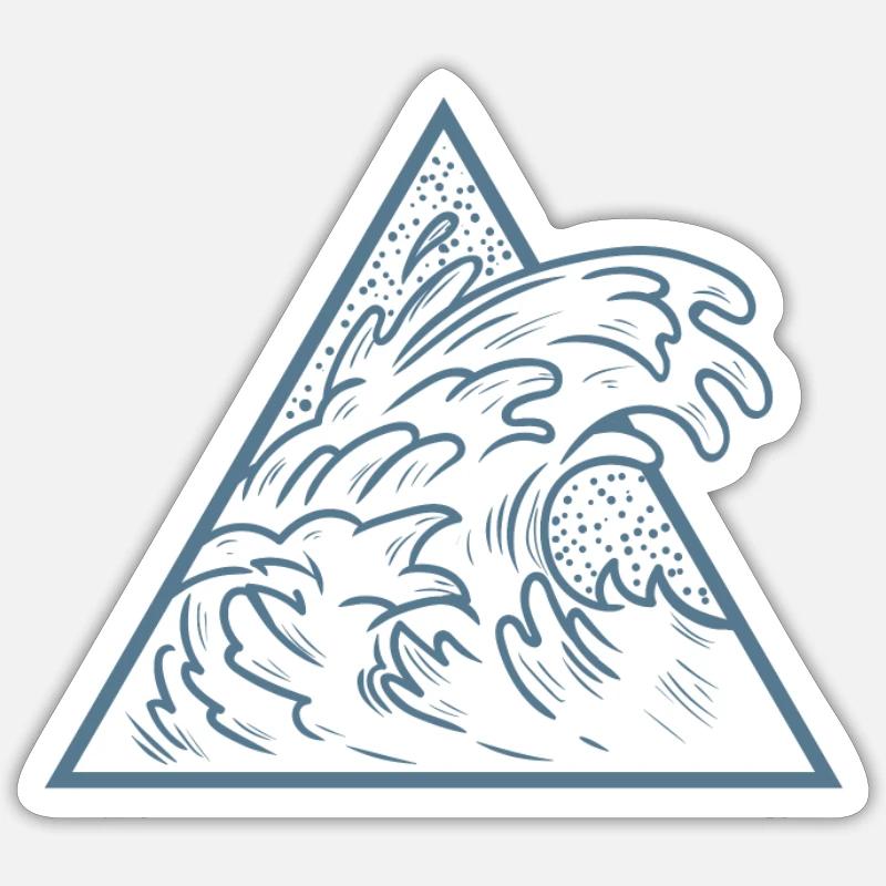 Surfer sur une planche de surf à vagues - Sticker taille S (10 x 10 cm) - blanc mat