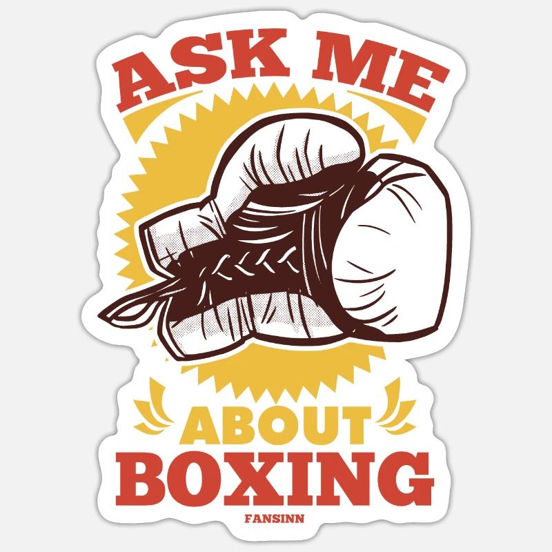 Ask Me About Boxing - Sticker size S (10 x 10 cm) - white matte