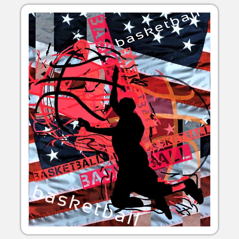 Conception de basketball - Sticker taille S (10 x 10 cm) - blanc mat
