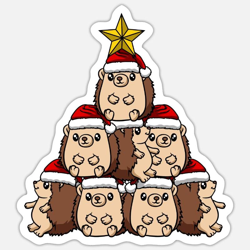 Arbre de Noël hérisson Sticker taille S (10 x 10 cm)