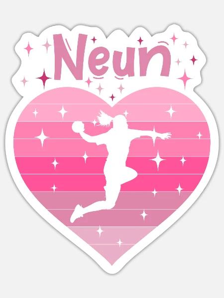 Handballerin 9. Geburtstag - Sticker Größe S (10 x 10 cm) - Mattweiß