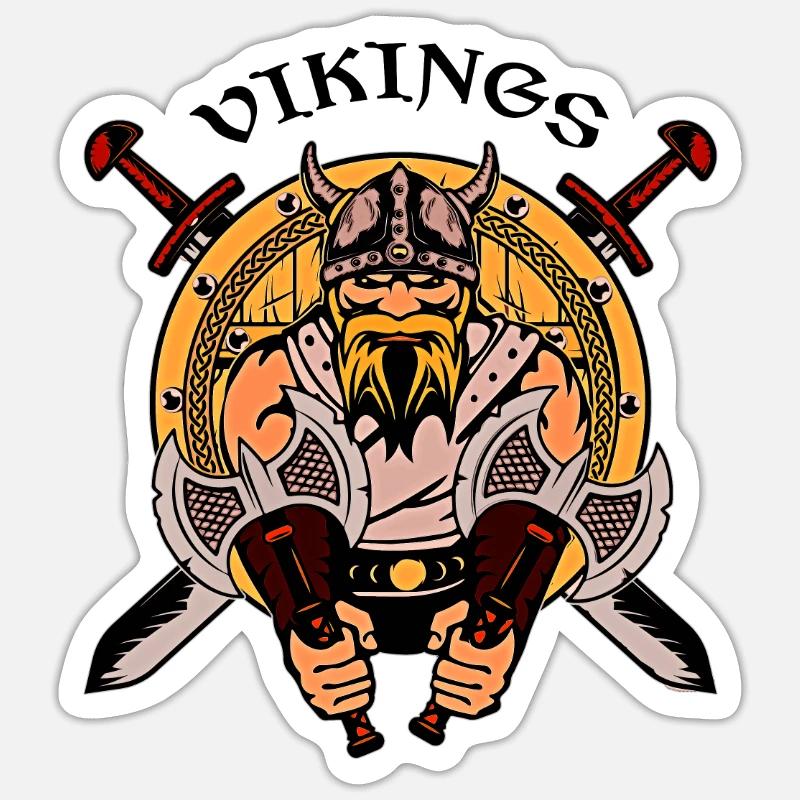 Wikingerkrieger - Sticker Größe S (10 x 10 cm) - Mattweiß