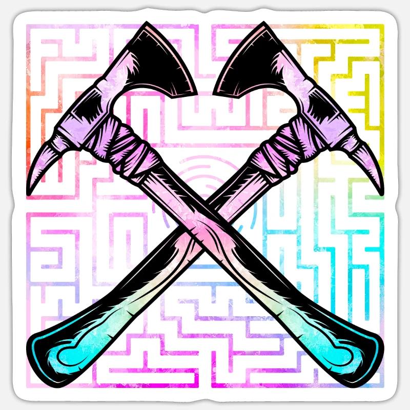 Lancer de hache - Sticker taille S (10 x 10 cm) - blanc mat