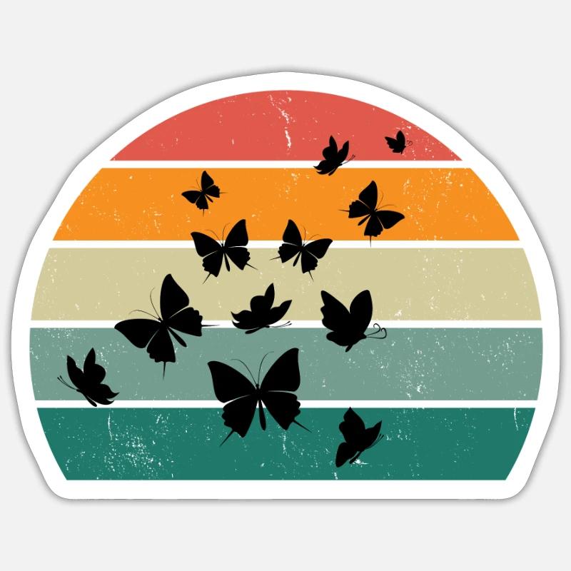 Chenille papillon Chenille Cocoon Mouche Fleur Sticker taille S (10 x 10 cm)