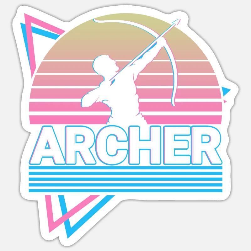 Tir à l’arc rétro - Sticker taille S (10 x 10 cm) - blanc mat