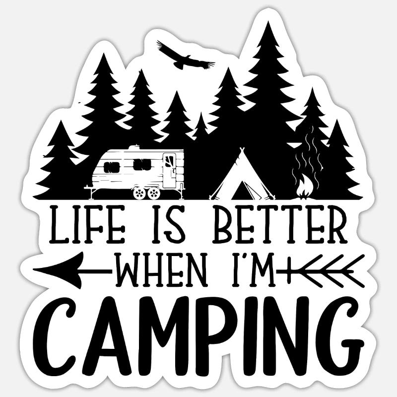 Camping Caravan Camping - Sticker size S (10 x 10 cm) - white matte