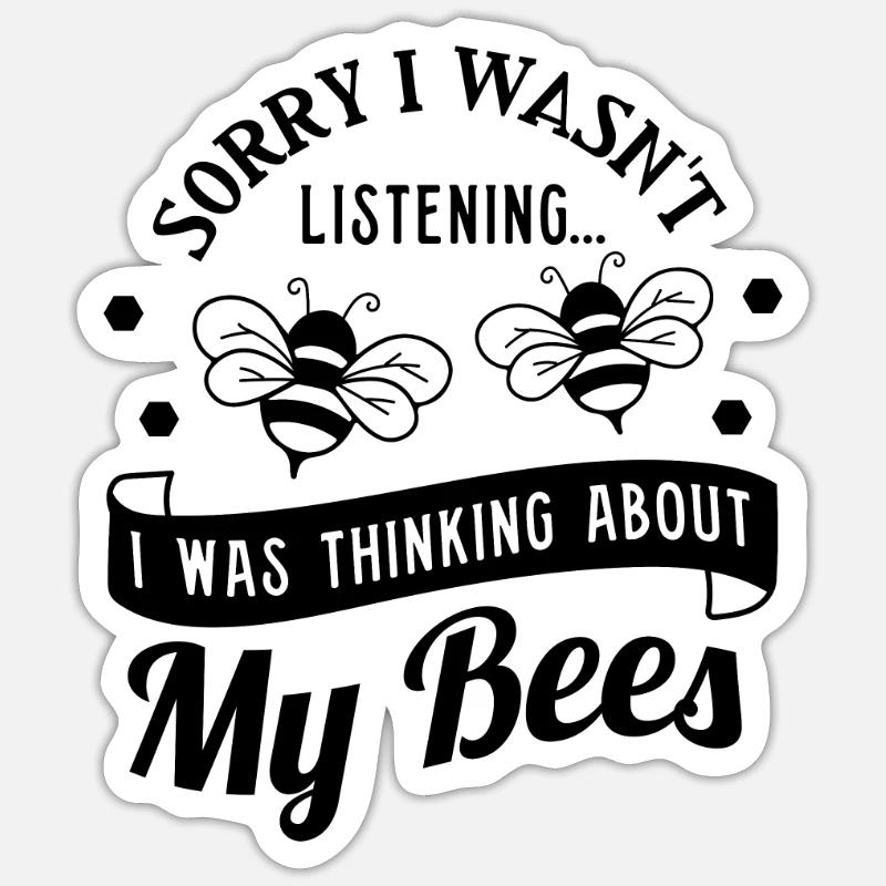 Penser au miel de faune d'abeilles mignonnes Sticker taille S (10 x 10 cm)