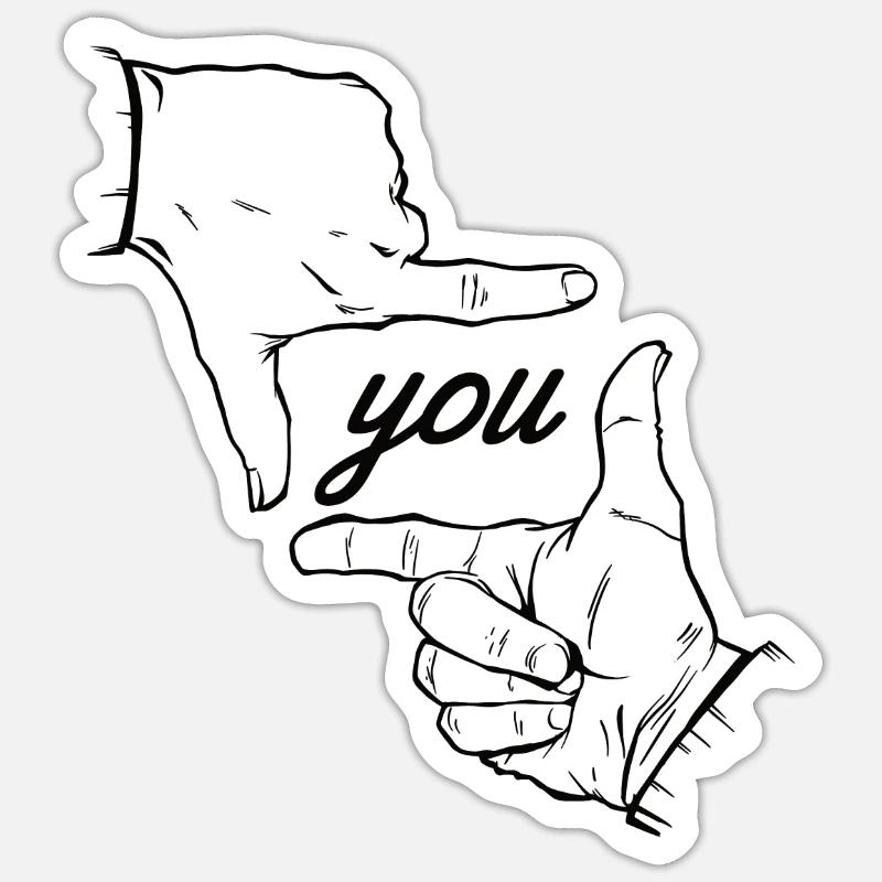 Silhouette du doigt - Vous - Sticker taille S (10 x 10 cm) - blanc mat